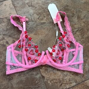 For Love and Lemons Doily Heart Bra 32C